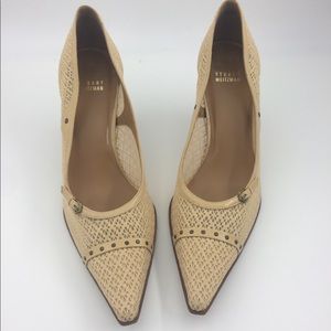 Stuart Weitzman Raffia Woven Cut Out Pumps